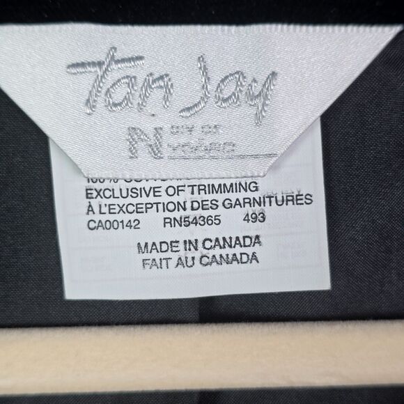 Tan Jay Black Velvet Blazer Gold Trim Metallic Buttons 14 Elegant - Picture 3 of 16